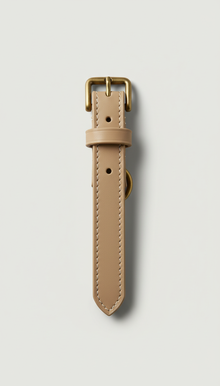 Champagne beige leather dog collar